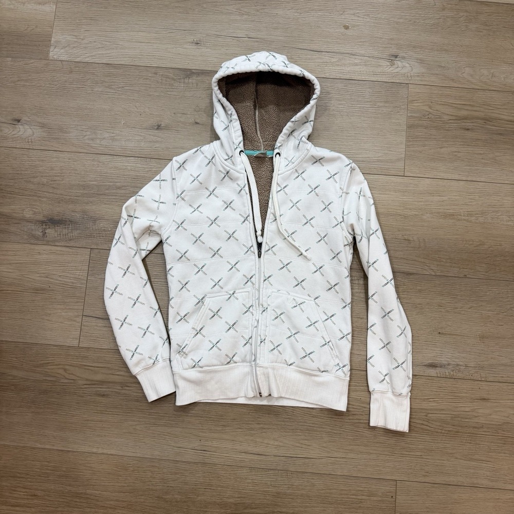Matrix Sherpa Lined Zip Hoodie Women's Small White Full Zip Fleece Hooded Jacket